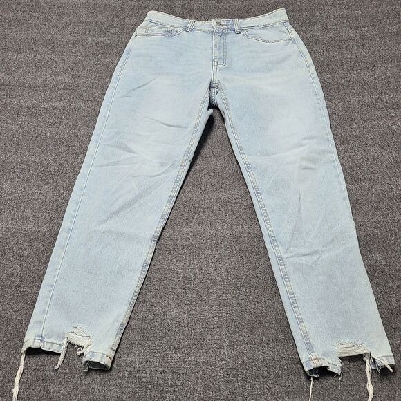 Refuge Womens Jeans 9 Mom Straight Fit Faded Distressed Denim Pants - Picture 1 of 9